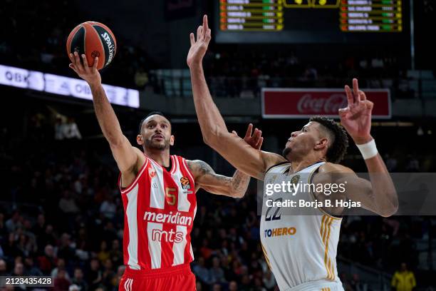 Edy Tavares of Real Madrid and Adam Hanga of Crvena Zvezda Meridianbet Belgrade in action during the Turkish Airlines EuroLeague Regular Season Round...