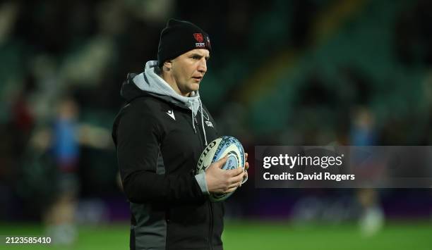 Phil Dowson, the Northampton Saints director of rugby, looks on during the Gallagher Premiership Rugby match between Northampton Saints and Saracens...