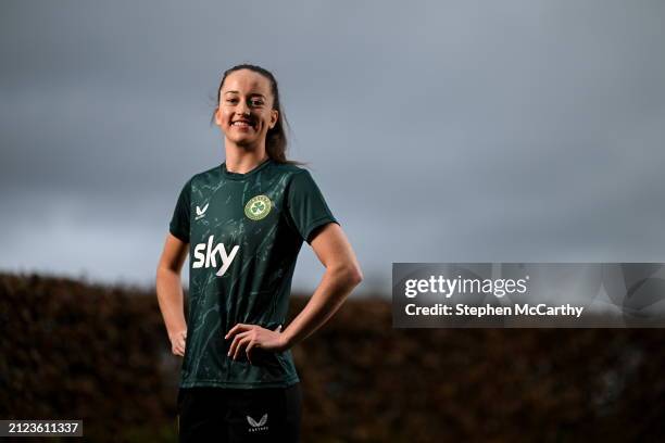 Dublin , Ireland - 1 April 2024; Anna Patten poses for a portrait during a Republic of Ireland Women's media day at Castleknock Hotel in Dublin.