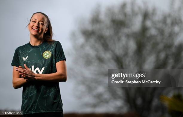 Dublin , Ireland - 1 April 2024; Anna Patten poses for a portrait during a Republic of Ireland Women's media day at Castleknock Hotel in Dublin.