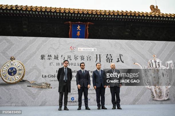 President of Chateau de Versailles Christophe Leribault, France's Foreign Minister Stephane Sejourne, China's minister of the Ministry of Culture and...