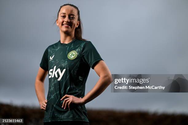 Dublin , Ireland - 1 April 2024; Anna Patten poses for a portrait during a Republic of Ireland Women's media day at Castleknock Hotel in Dublin.