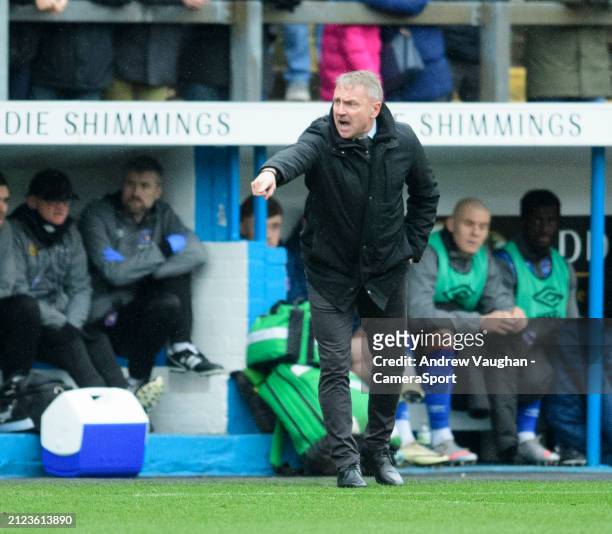 Carlisle United manager Paul Simpson during the Sky Bet League One match between Carlisle United and Lincoln City at Brunton Park on April 1, 2024 in...