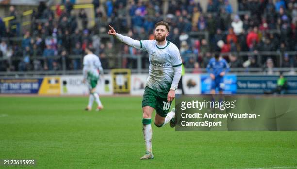 Lincoln City's Ted Bishop celebrates scoring his side's third goal during the Sky Bet League One match between Carlisle United and Lincoln City at...