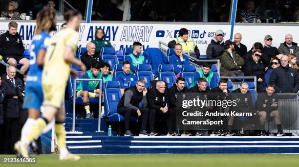 Preston North End's bench looks on during the Sky Bet Championship match between Birmingham City and Preston North End at St Andrews on April 1, 2024...