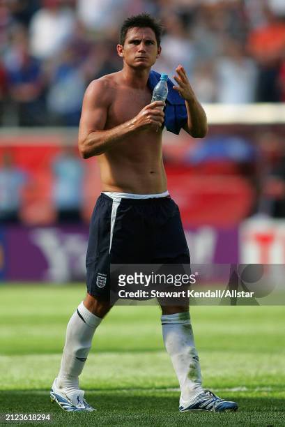 June 10: Frank Lampard of England after the FIFA World Cup Finals 2006 Group B match between England and Paraguay at Waldstadion on June 10, 2006 in...