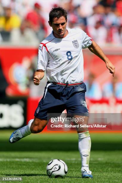 June 10: Frank Lampard of England on the ball during the FIFA World Cup Finals 2006 Group B match between England and Paraguay at Waldstadion on June...