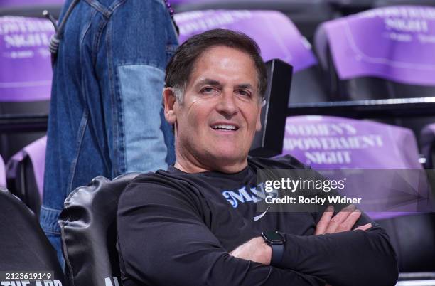 Owner Mark Cuban of the Dallas Mavericks attends the game against the Sacramento Kings on March 26, 2024 at Golden 1 Center in Sacramento,...