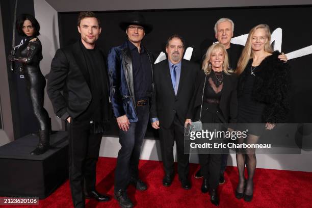 Ed Skrein, Robert Rodriguez, Writer/Director, Jon Landau, Producer, Julie Landau, James Cameron, Writer/Producer, Suzy Amis Cameron seen at Twentieth...