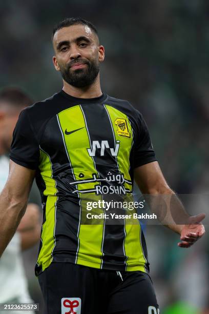 Abderrazak Hamdallah of Al Ittihad reacts during the Saudi Pro League match between Al-Ahli SFC and Al-Ittihad at King Abdullah Sports City on April...