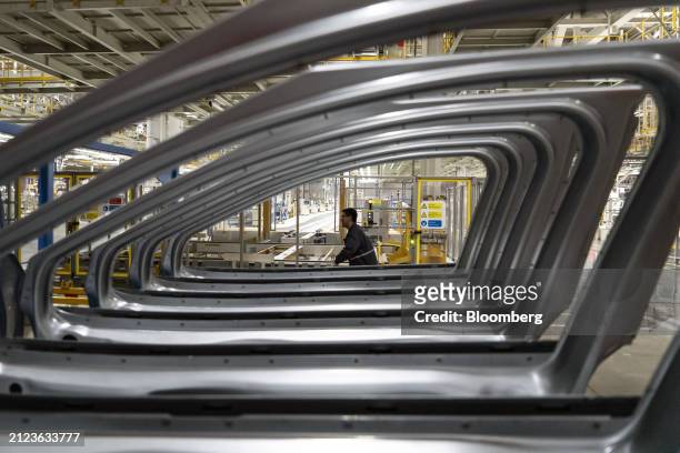 The production line at the Volkswagen Anhui Automotive Co. Factory in Hefei, Anhui Province, China, on Thursday, March 28, 2024. Volkswagen AG warned...