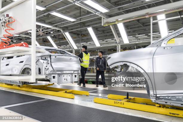 The production line at the Volkswagen Anhui Automotive Co. Factory in Hefei, Anhui Province, China, on Thursday, March 28, 2024. Volkswagen AG warned...