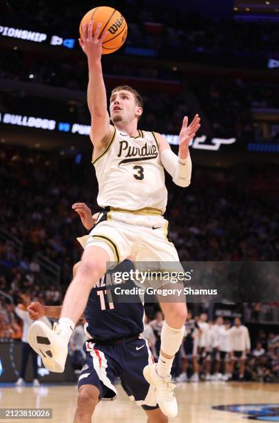 Braden Smith of the Purdue Boilermakers drives to the basket during the second half against the Gonzaga Bulldogs in the Sweet 16 round of the NCAA...