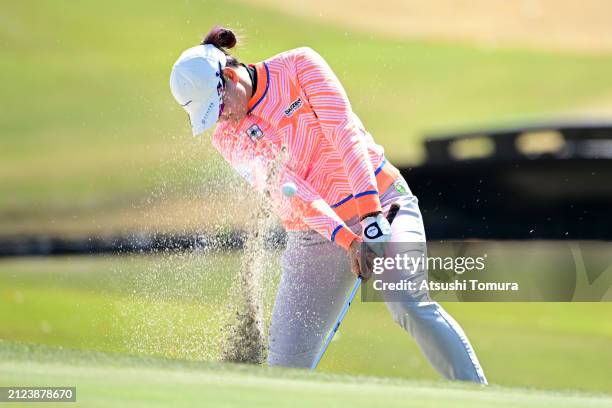 Babe Liu of Chinese Taipei hits out from a bunker on the 12th hole during the second round of YAMAHA Ladies Open Katsuragi at Katsuragi Golf Club...