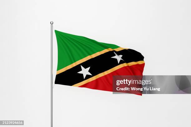 saint kitts and nevis flag with white background - saint kitts and nevis stock pictures, royalty-free photos & images