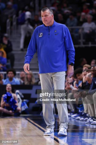 Head coach Greg McDermott of the Creighton Bluejays reacts during the second half against the Tennessee Volunteers in the Sweet 16 round of the NCAA...