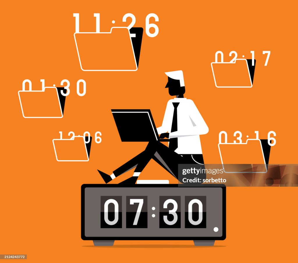 Overwork Clock Digital Clock Time Pressure Businessman High-Res Vector Graphic - Getty ...