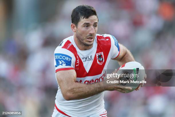 Ben Hunt of the Dragons in action during the round four NRL match between St George Illawarra Dragons and Manly Sea Eagles at WIN Stadium, on March...