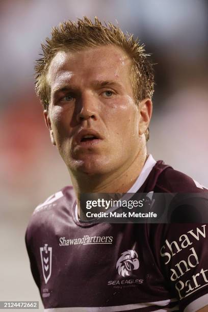 Jake Trbojevic of the Sea Eagles looks dejected after defeat during the round four NRL match between St George Illawarra Dragons and Manly Sea Eagles...