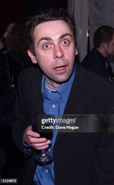 Comedian Sean Hughes attends the opening night of 'The League of Gentlemen' at the Theatre Royal, Drury Lane on March 12, 2001 in London, England....