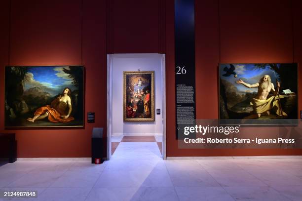 General view of the italian baroque paintings part of the new set presentation of the Baroque permanent collection at Pinacoteca Nazionale on March...