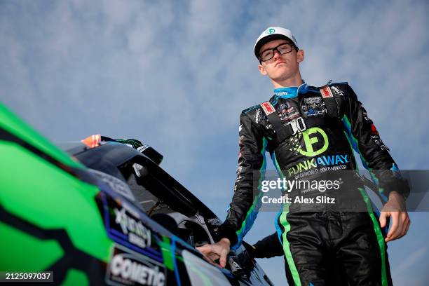 Parker Retzlaff, driver of the FUNKAWAY Chevrolet, looks on during qualifying for the NASCAR Xfinity Series ToyotaCare 250 at Richmond Raceway on...