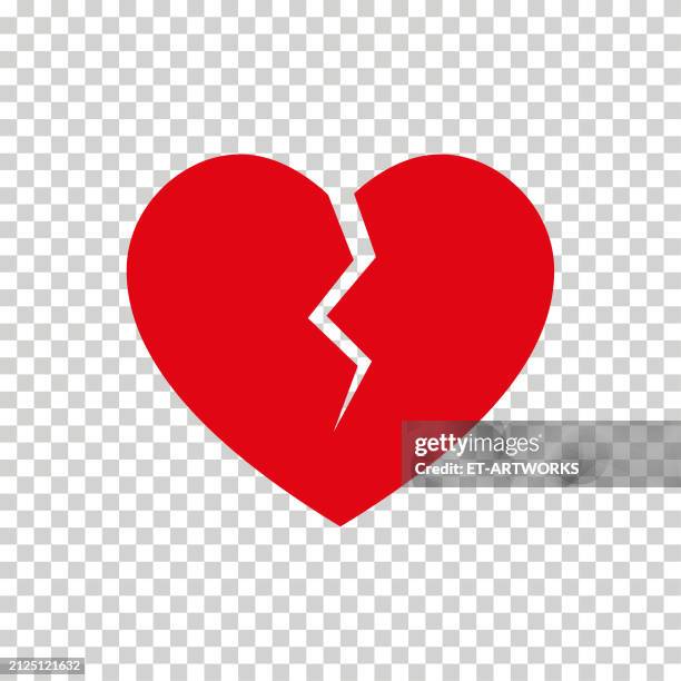 broken red heart shape flat icon on transparent background - i love you stickers stock illustrations