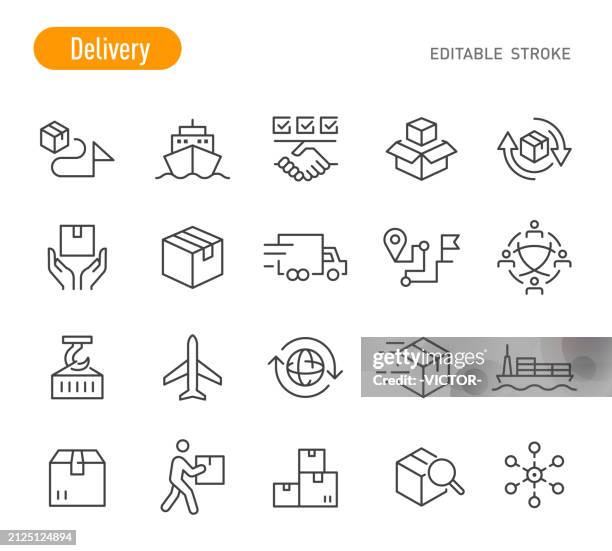 delivery icons - line series - fracht stock-grafiken, -clipart, -cartoons und -symbole