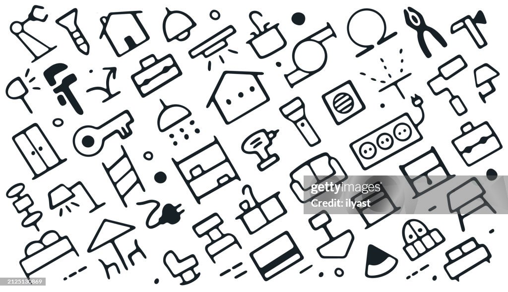 Seamless Doodle Repeating Pattern for House & Furniture