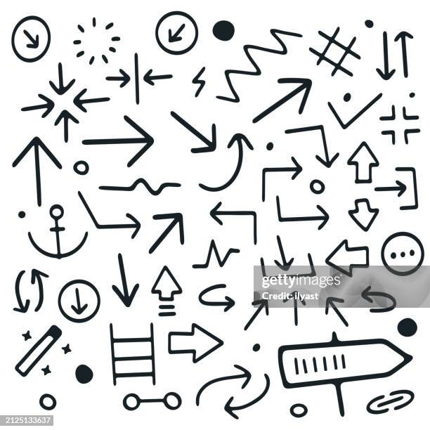 seamless doodle repeating pattern for arrows & direction - multiple pathways background stock illustrations