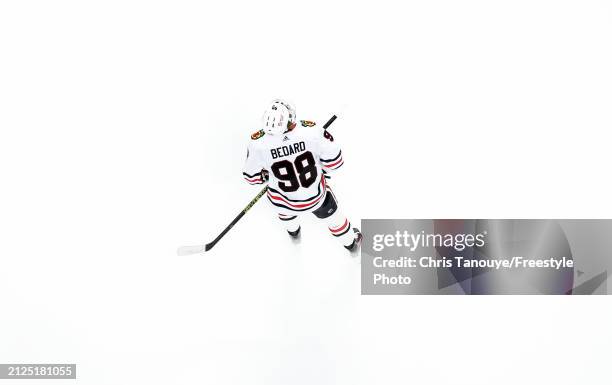 Connor Bedard of the Chicago Blackhawks skates against the Ottawa Senators at Canadian Tire Centre on March 28, 2024 in Ottawa, Ontario.