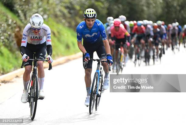 Pavel Sivakov of Russia and UAE Team Emirates and Ruben Guerreiro of Portugal and Movistar Team attack during the 33rd Gran Premio Miguel Indurain...