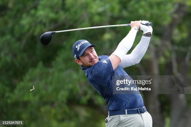 Alejandro Tosti of Argentina hits a tee shot on the first hole during the third round of the Texas Children's Houston Open at Memorial Park Golf...