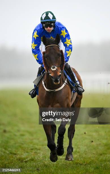 Meath , Ireland - 1 April 2024; Jockey Richard Condon and History of Fashion go to post before the BoyleSports Irish Grand National Steeplechase on...