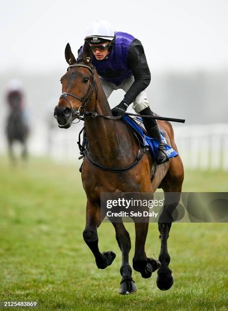 Meath , Ireland - 1 April 2024; Jockey Danny Mullins and Minella Cocooner go to post before the BoyleSports Irish Grand National Steeplechase on day...