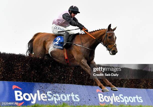 Meath , Ireland - 1 April 2024; Journey With Me, with Darragh O'Keeffe up, during the McInerney Properties Fairyhouse Steeplechase on day three of...