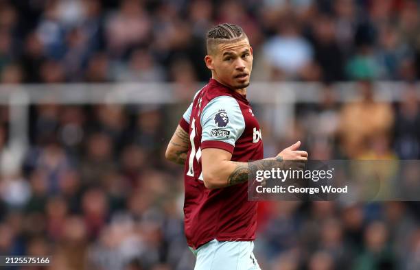 Kalvin Phillips of West Ham United looks on during the Premier League match between Newcastle United and West Ham United at St. James Park on March...