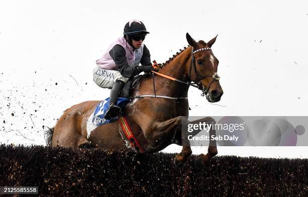 Meath , Ireland - 1 April 2024; Journey With Me, with Darragh O'Keeffe up, during the McInerney Properties Fairyhouse Steeplechase on day three of...