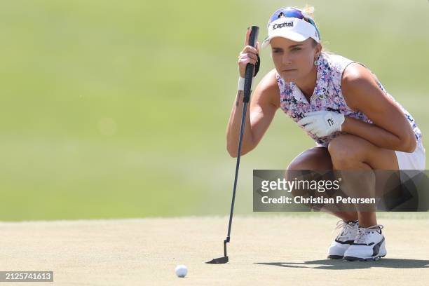 Lexi Thompson of the United States putts on the first green during the third round of the Ford Championship presented by KCC at Seville Golf and...