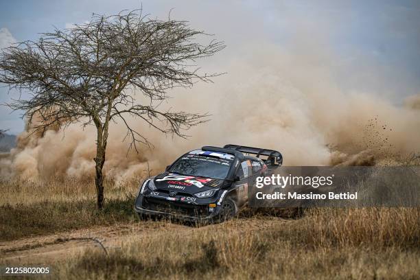 Kalle Rovanpera of Finland and Jonne Halttunen of Finland compete in their Toyota Gazoo Racing WRT Toyota GR Yaris Rally1 during Day Three of the FIA...