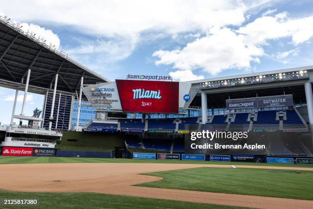 General view of the loanDepot park before the game between the Miami Marlins and Pittsburgh Pirates on March 30, 2024 in Miami, Florida.