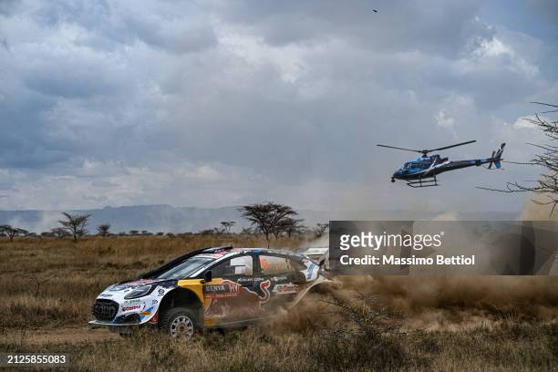 Drien Formaux of France and Alexandre Coria of France compete with their M-Sport Ford WRT Ford Puma Rally1 Hybrid during Day Three of the FIA World...
