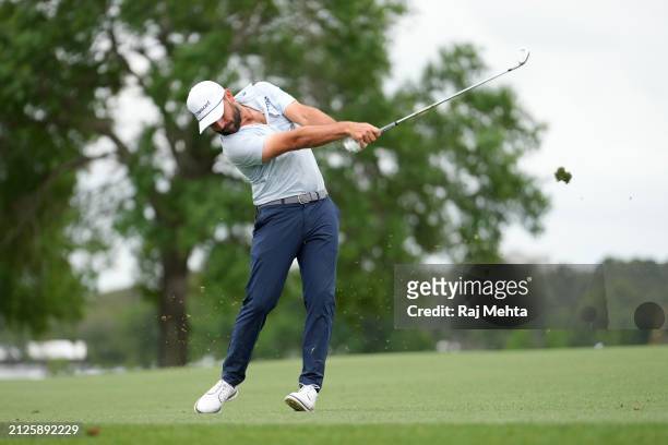 Stephan Jaeger of Germany hits from the 12th fairway during the third round of the Texas Children's Houston Open at Memorial Park Golf Course on...