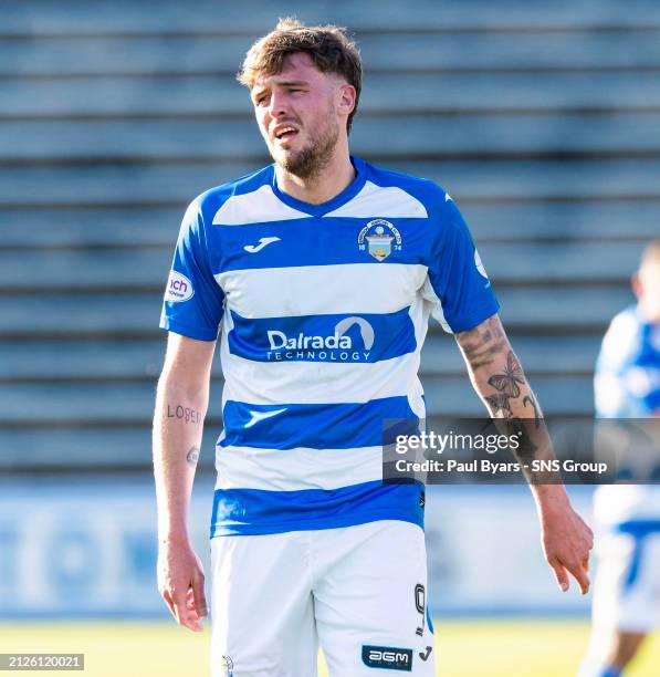 Morton's Robbie Muirhead during a cinch Championship match between Greenock Morton and Queens Park at Cappielow Park, on March 30 in Greenock,...