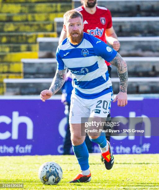 Morton's Alan Power in action during a cinch Championship match between Greenock Morton and Queens Park at Cappielow Park, on March 30 in Greenock,...