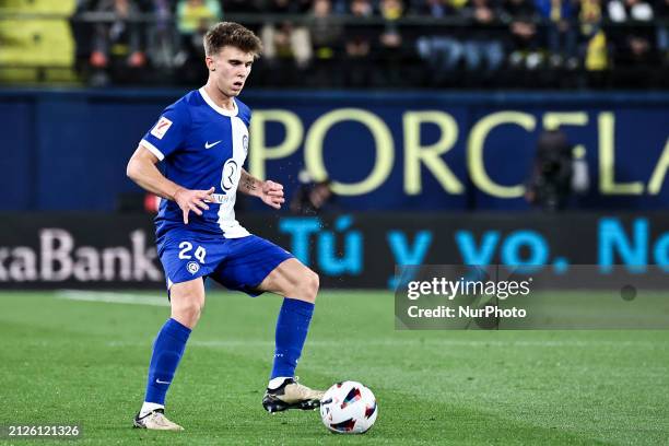 Pablo Barrios of Atletico de Madrid is playing during the La Liga match between Villarreal CF and Atletico de Madrid at La Ceramica Stadium in...