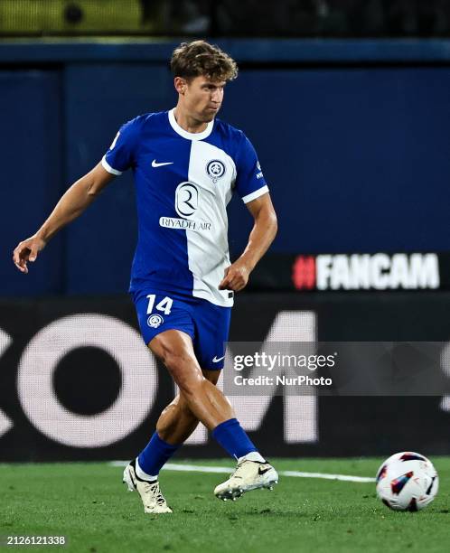 Marcos Llorente of Atletico de Madrid is playing during the La Liga match between Villarreal CF and Atletico de Madrid at La Ceramica Stadium in...