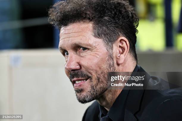 Head Manager of Atletico de Madrid, Diego Pablo Simeone, is seen before the La Liga match between Villarreal CF and Atletico de Madrid at La Ceramica...