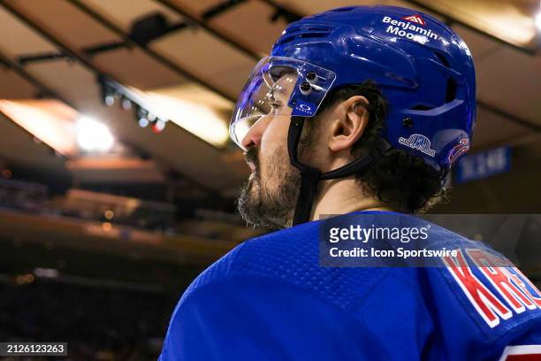 New York Rangers Left Wing Chris Kreider is pictured during the third period of the National Hockey League game between the Pittsburgh Penguins and...