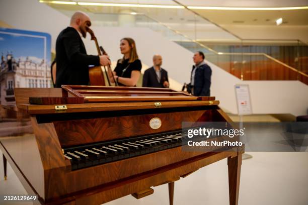 Pianoforte created in reknown workshop of Jacob Weimes in 1810 is presented in ICE Krakow Congress Centre in Krakow, Poland on April 2, 2024. The...